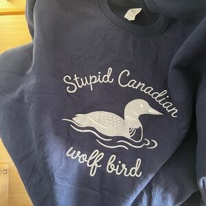 HEATED RIVALRY - Stupid Canadian Wolf Bird embroidered Navy Crewneck